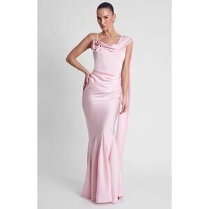 Leau Celine Corset Drape Satin Gown Maxi Pink Womens New Small